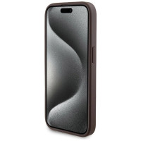 Guess 4G Metal Logo case set for iPhone 15 Pro + 5000mAh MagSafe power bank - brown