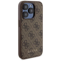 Guess 4G Metal Logo case set for iPhone 15 Pro Max + 5000mAh MagSafe power bank - brown