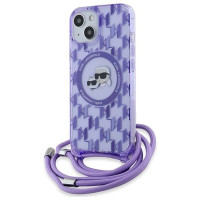 Karl Lagerfeld IML Crossbody Monogram Karl & Choupette Head MagSafe case for iPhone 15 / 14 / 13 - purple