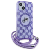 Karl Lagerfeld IML Crossbody Monogram Karl & Choupette Head MagSafe case for iPhone 15 / 14 / 13 - purple
