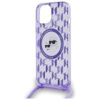 Karl Lagerfeld IML Crossbody Monogram Karl & Choupette Head MagSafe case for iPhone 15 / 14 / 13 - purple