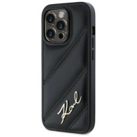 Karl Lagerfeld Diagonal Quilted Script case for iPhone 13 Pro Max - black
