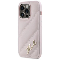 Karl Lagerfeld Diagonal Quilted Script case for iPhone 14 Pro Max - pink