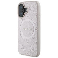 Guess Saffiano Peony Classic Logo MagSafe iPhone 16 Plus Case - Pink