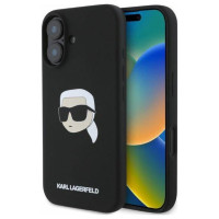 Karl Lagerfeld Silicone Karl Head Print MagSafe iPhone 16 Case - Black