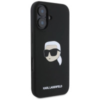 Karl Lagerfeld Silicone Karl Head Print MagSafe iPhone 16 Case - Black