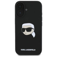 Karl Lagerfeld Silicone Karl Head Print MagSafe iPhone 16 Case - Black