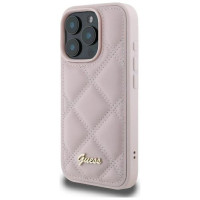 Guess Quilted Metal Logo iPhone 16 Pro Case - Pink
