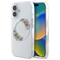 Guess IML Flowers Wreath MagSafe iPhone 16 Case - Clear