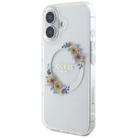 Guess IML Flowers Wreath MagSafe iPhone 16 Case - Clear
