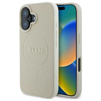 Guess Grained Ring MagSafe case for iPhone 16 - beige