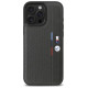 BMW M Perforated Tricolor Detail Line iPhone 16 Pro Case - Dark Gray
