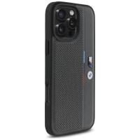 BMW M Perforated Tricolor Detail Line iPhone 16 Pro Case - Dark Gray