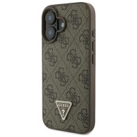 Guess Leather Metal Logo Strass Crossbody Case for iPhone 16 - Brown