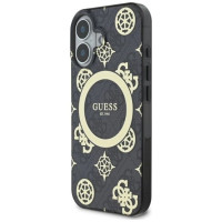 Guess IML Peony On 4G Background MagSafe case for iPhone 16 - black