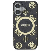 Guess IML Peony On 4G Background MagSafe case for iPhone 16 - black