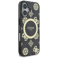 Guess IML Peony On 4G Background MagSafe case for iPhone 16 - black