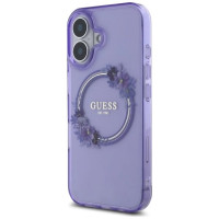 Guess IML Flowers Wreath MagSafe iPhone 16 Case - Purple