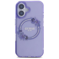 Guess IML Flowers Wreath MagSafe iPhone 16 Case - Purple