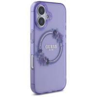Guess IML Flowers Wreath MagSafe iPhone 16 Case - Purple