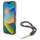 Guess IML Glitter With Pearl Strap MagSafe case for iPhone 16 - black