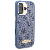 Guess 4G Logo Plate MagSafe iPhone 16 Case - Blue