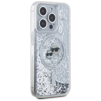 Karl Lagerfeld Liquid Glitter Karl & Choupette Head Magsafe Case for iPhone 15 Pro Max - Clear