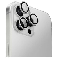 Uniq Optix Aluminum Camera Lens Protector iPhone 16 Pro 6.3" / 16 Pro Max 6.9" sterling silver camera lens glass with applicator