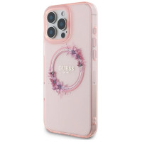 Guess IML Flowers Wreath MagSafe iPhone 16 Pro Max Case - Pink