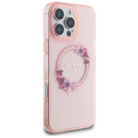 Guess IML Flowers Wreath MagSafe iPhone 16 Pro Max Case - Pink