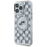 Karl Lagerfeld IML Monogram Karl & Choupette Head MagSafe iPhone 15 Pro Case - Clear
