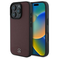 Mercedes Textured And Plain Leather MagSafe case for iPhone 16 Pro Max - red