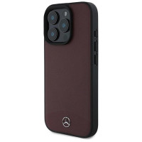 Mercedes Textured And Plain Leather MagSafe case for iPhone 16 Pro Max - red