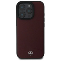 Mercedes Textured And Plain Leather MagSafe case for iPhone 16 Pro Max - red