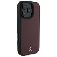 Mercedes Textured And Plain Leather MagSafe case for iPhone 16 Pro Max - red