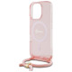 Guess Crossbody Cord Script MagSafe Case for iPhone 16 Pro - Pink