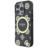 Guess IML Peony On 4G Background MagSafe Case for iPhone 16 Pro Max - Black