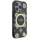 Guess IML Peony On 4G Background MagSafe Case for iPhone 16 Pro Max - Black
