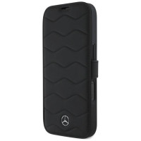Mercedes MB Waves Leather Case for iPhone 16 Pro Max - Black