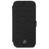 Mercedes MB Waves Leather Case for iPhone 16 Pro Max - Black