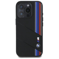 BMW Silicone Cut Tricolor Lines MagSafe Case for iPhone 16 Pro - Black