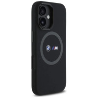 BMW M Silicone Printed Ring MagSafe iPhone 16 Case - Black
