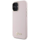 Guess Silicone Script Metal Logo & Frame iPhone 16 Case - Pink