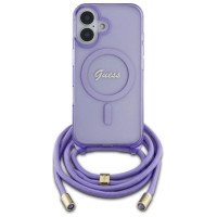Guess Crossbody Cord Script MagSafe iPhone 16 Case - Purple