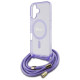 Guess Crossbody Cord Script MagSafe iPhone 16 Case - Purple