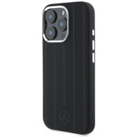 Mercedes Silicone Vertical Tonal Stripes MagSafe Case for iPhone 16 Pro Max - Black