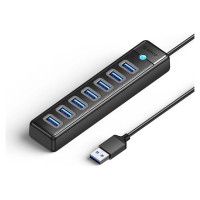 Orico PW7U-U3 hub 7x USB-A 3.0 + USB-C 5V/3A 1m - black
