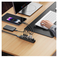 Orico PW7U-U3 hub 7x USB-A 3.0 + USB-C 5V/3A 1m - black