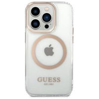 Guess Metal Outline Magsafe iPhone 15 Pro Max Case - Gold