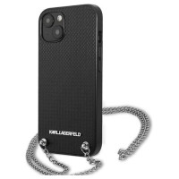 Karl Lagerfeld Leather Textured and Chain Case for iPhone 13 / 14 / 15 6.1" - Black